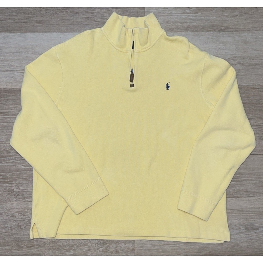 Polo Ralph Lauren Pullover Estate Rib Yellow Quarter 1/4 Zip Sweater‎ Size XL